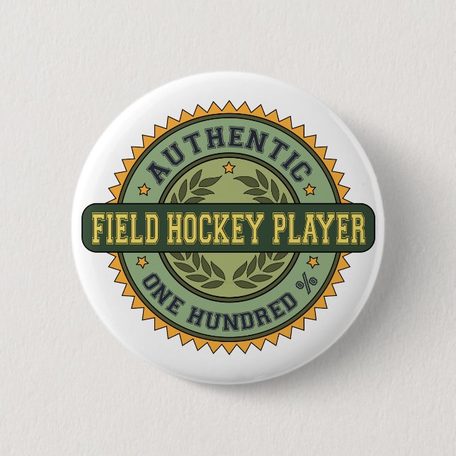 Authentischer Feld-Hockey-Spieler Button (Vorderseite)