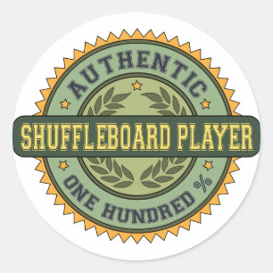 Authentischer Shuffleboard-Player Runder Aufkleber