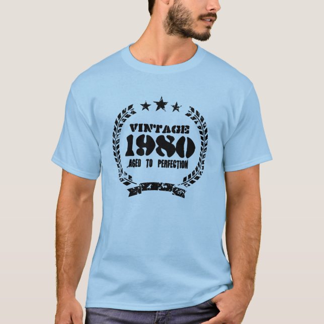 Authentisches 1980 gealtert zum Vintagen T-Shirt (Vorderseite)