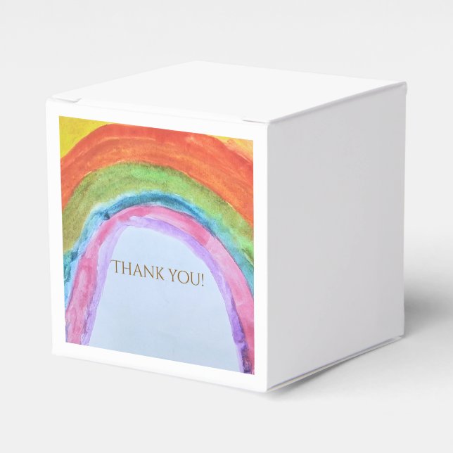 Authentisches Aquarell Boho Regenbogen Geschenkschachtel (Vorderseite)
