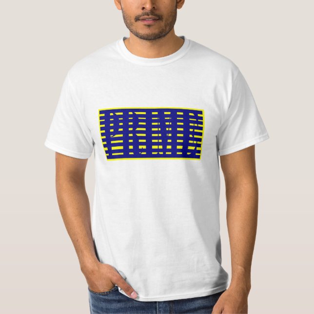 Authentisches Hauptblaues und gelb T-Shirt (Vorderseite)