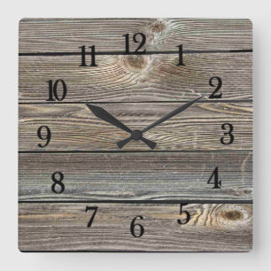 Authentisches Holz Quadratische Wanduhr