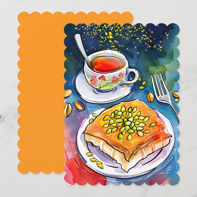 Authentisches Kunafa Nablus Dessert ك ن ا ة Einladung (Vorne/Hinten)