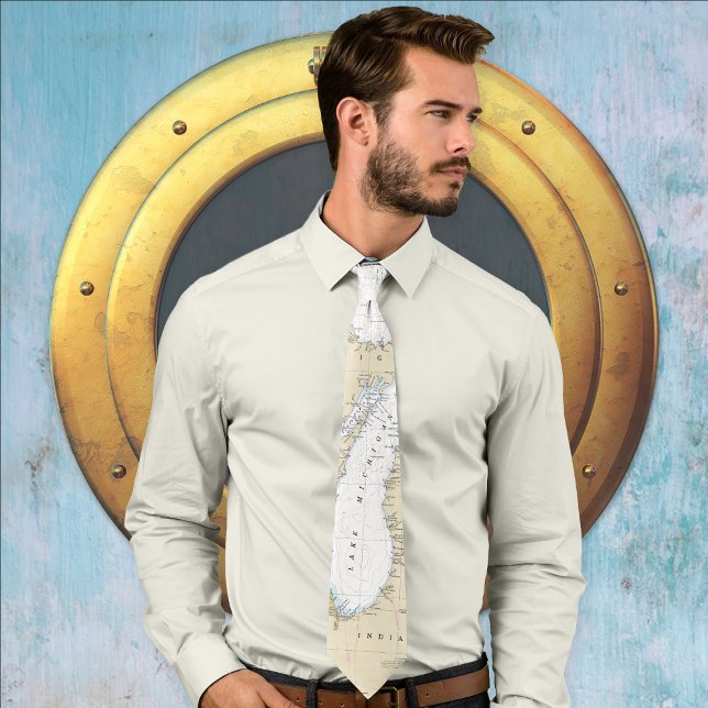 Authentisches Seekarte des Michigan Lake Krawatte (Von Creator hochgeladen)