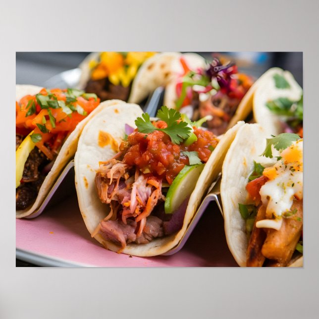 Authentisches Tacos: Beliebtes Essen in der mexika Poster (Vorne)