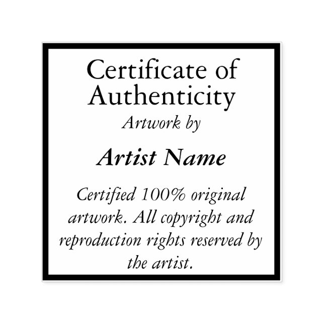 Authentizitätszertifikat für benutzerdefinierbares permastempel (Design)