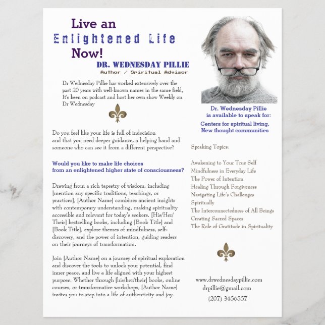 Author One Sheet Book Marketing Blue Flyer (Vorne)