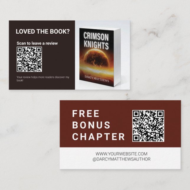 Author QR Book Review Request Free Bonus Chapter Visitenkarte (Vorne/Hinten)