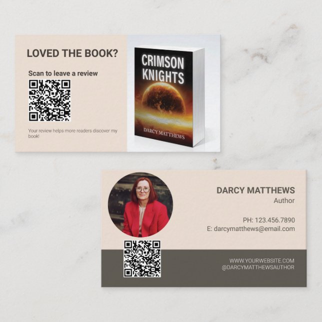 Author QR Code Book Review Request Promo Marketing Visitenkarte (Vorne/Hinten)