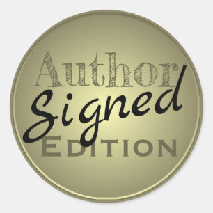 Author Signed Edition. Gold und Schwarz. Runder Aufkleber