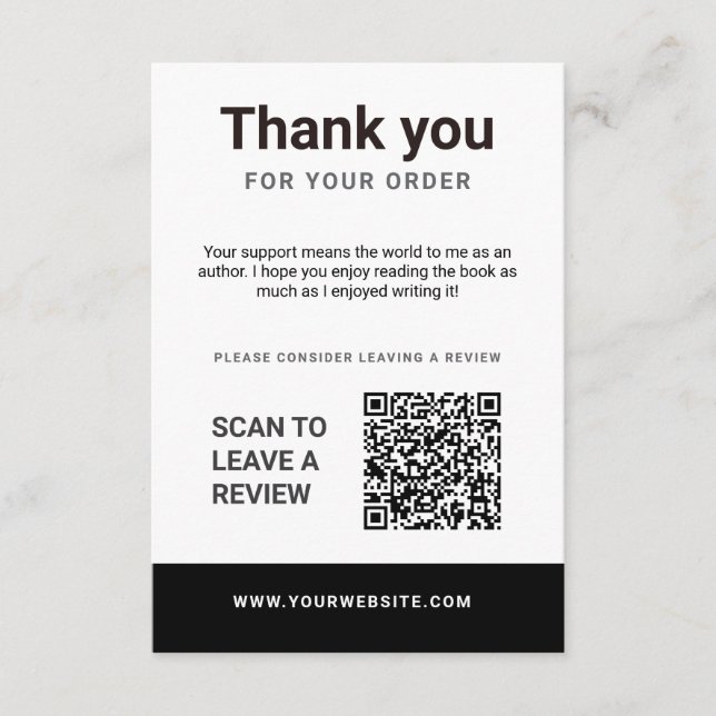 Author Thank You Insert Card Book Review Request (Vorderseite)