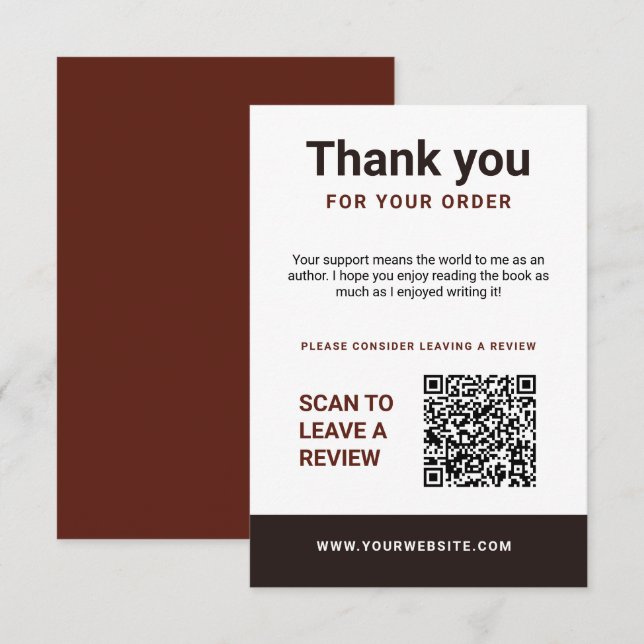 Author Thank You Insert Card Book Review Request (Vorne/Hinten)