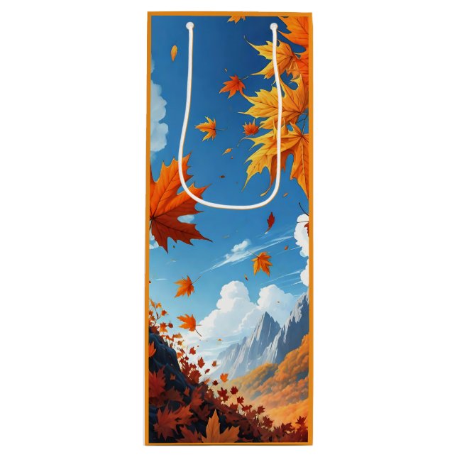 Authumn leaves orange geschenktüte für weinflaschen (Vorderseite)