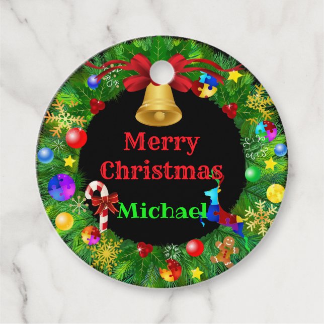 Autisan Christmas Wreath Geschenkanhänger (Vorderseite)