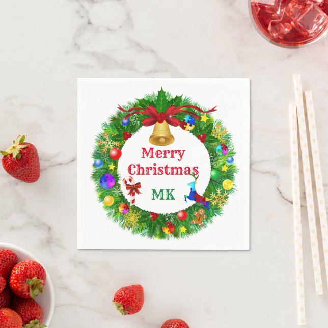 Autisan Christmas Wreath Serviette (Beispiel)