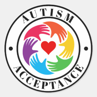 Autism Acceptance Hands And Heart Circle Runder Aufkleber