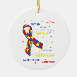 Autism Acceptance ribbon dots Ceramic Ornament