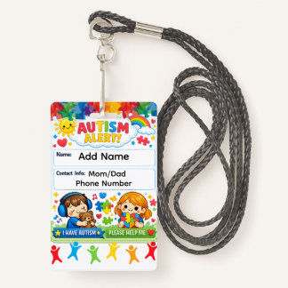 Autism Alert Custom Emergency Contact ID Badge Ausweis