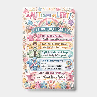 Autism Alert Nonverbal Autistic Contact Badge