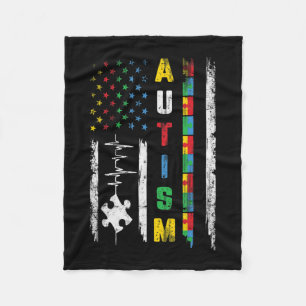 Autism American Flag Puzzle Autism Awareness Men W Fleecedecke