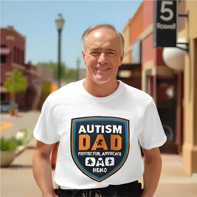 Autism Awarenes Vater: Beschützer, Advocate, Helde T-Shirt (Autism Awareness T-Shirt- Dad)
