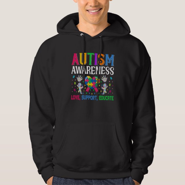 Autism Awareness Acceptance Love Support Educate K Hoodie (Vorderseite)