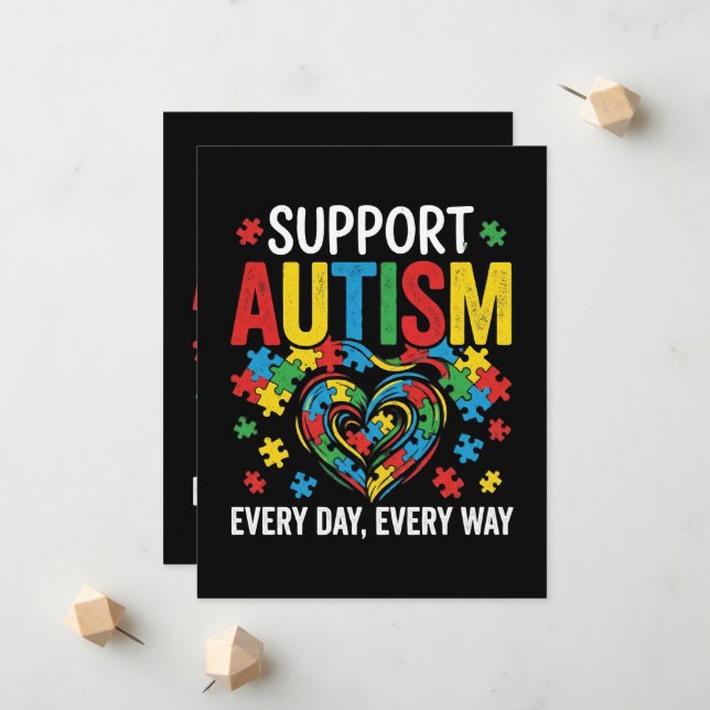 Autism awareness ankündigung (Vorderseite/Rückseite Beispiel)