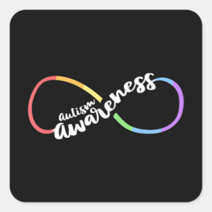 Autism Awareness Autistic Acceptance Rainbow Infin Quadratischer Aufkleber
