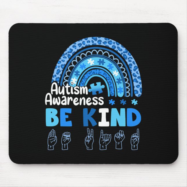 Autism Awareness Be Kind Asl Hand Sign Language  Mousepad (Vorne)