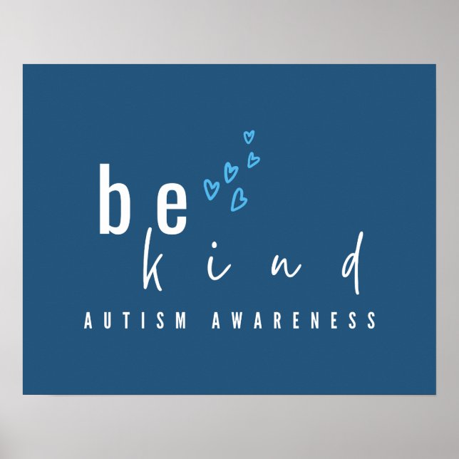 autism awareness be kind blue hearts modern  poster (Vorne)