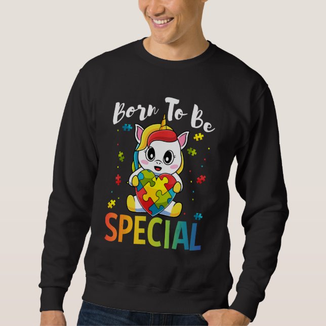 Autism Awareness Born Special Unicorn Puzzle Girls Sweatshirt (Vorderseite)