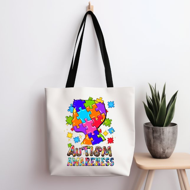 Autism Awareness Boy Puzzle Tote Bag (Créateur téléchargé)
