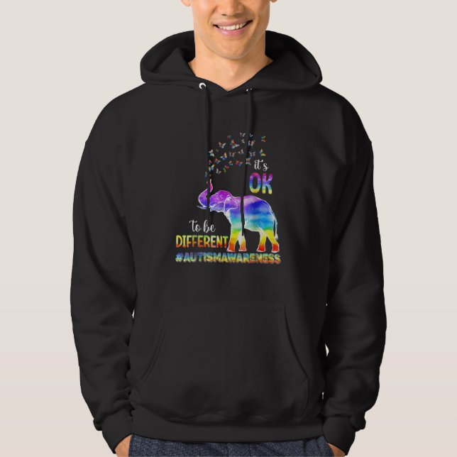 Autism Awareness Butterfly Elephant It s Ok To Be  Hoodie (Vorderseite)