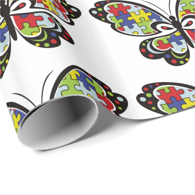 Autism Awareness Butterfly Geschenkpapier (Rolleneckpunkt)