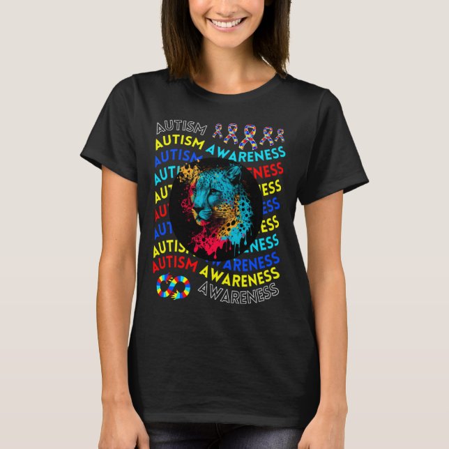 Autism Awareness Cheetah For Teacher Autism Moms D T-Shirt (Vorderseite)
