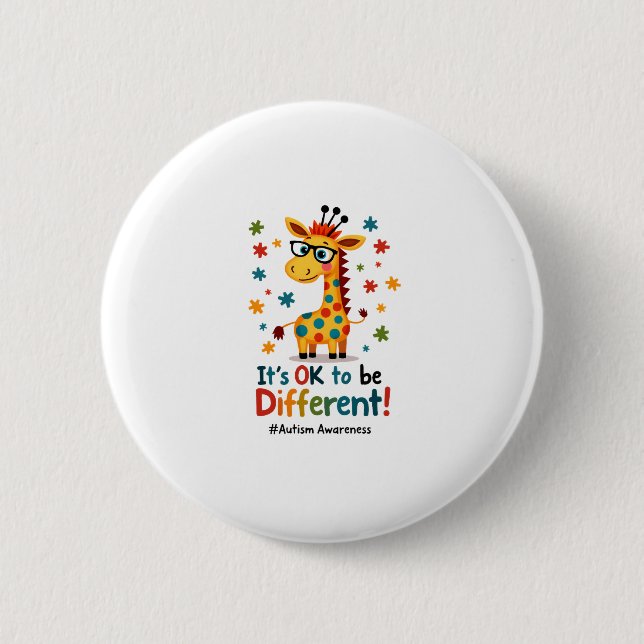 Autism Awareness Cute Giraffe Animal Its Ok To Be  Button (Vorderseite)