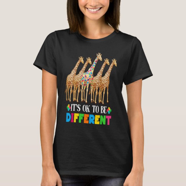 Autism Awareness Cute Giraffe Animal It's Ok To Be T-Shirt (Vorderseite)