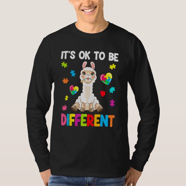 Autism Awareness Cute Llama  It s Ok To Be Differe T-Shirt (Vorderseite)