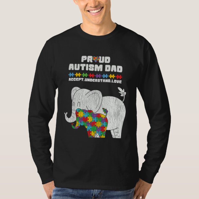 Autism Awareness Dad Accept Proud Autism Son Dad E T-Shirt (Vorderseite)