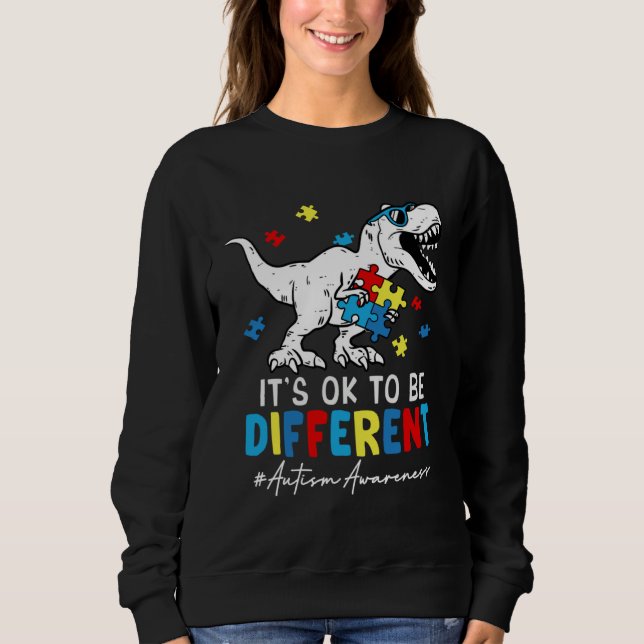 Autism Awareness Dinosaur Rex It s Ok To Be Differ Sweatshirt (Vorderseite)