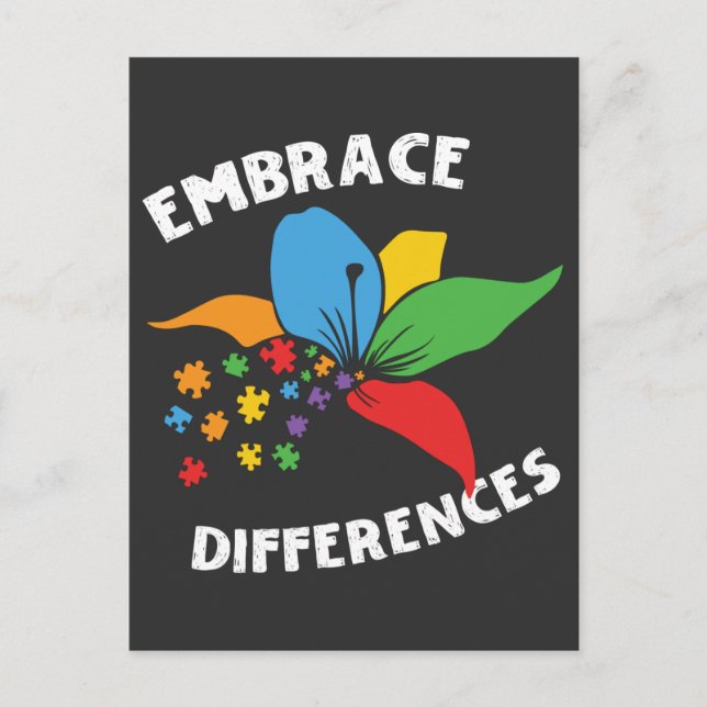 Autism Awareness Embrace Differences Puzzle Postkarte (Vorderseite)
