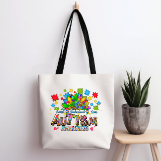 Autism Awareness Flower Tote Bag