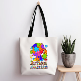 Autism Awareness Girl Puzzle Tote Bag