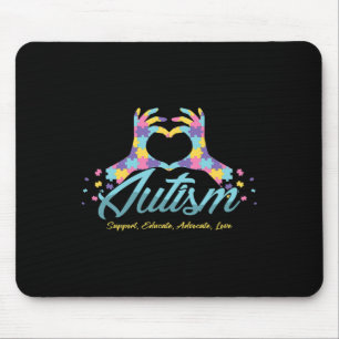 Autism Awareness Heart Puzzle Autistic Ribbon Spec Mousepad