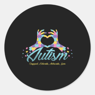 Autism Awareness Heart Puzzle Autistic Ribbon Spec Runder Aufkleber