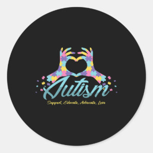 Autism Awareness Heart Puzzle Autistic Ribbon Spec Runder Aufkleber