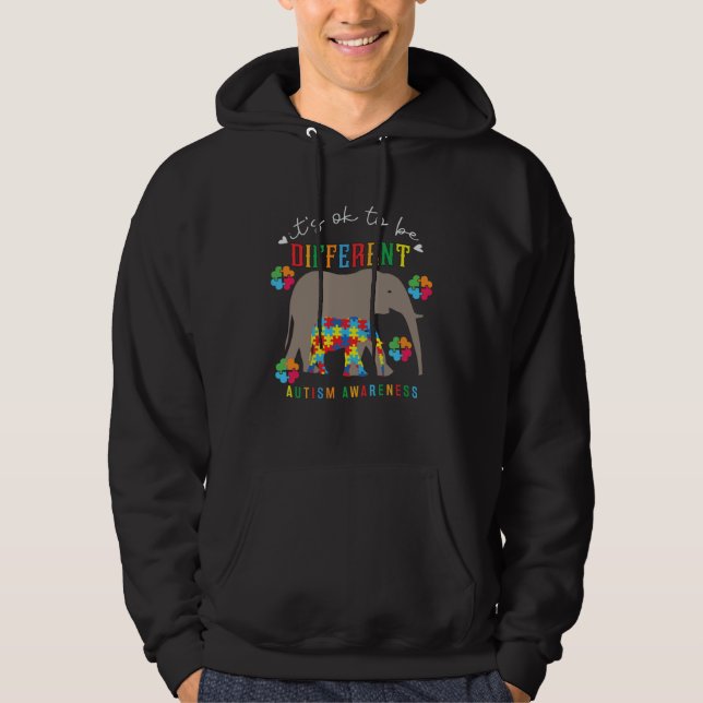 Autism Awareness It s Ok To Be Different Elephants Hoodie (Vorderseite)