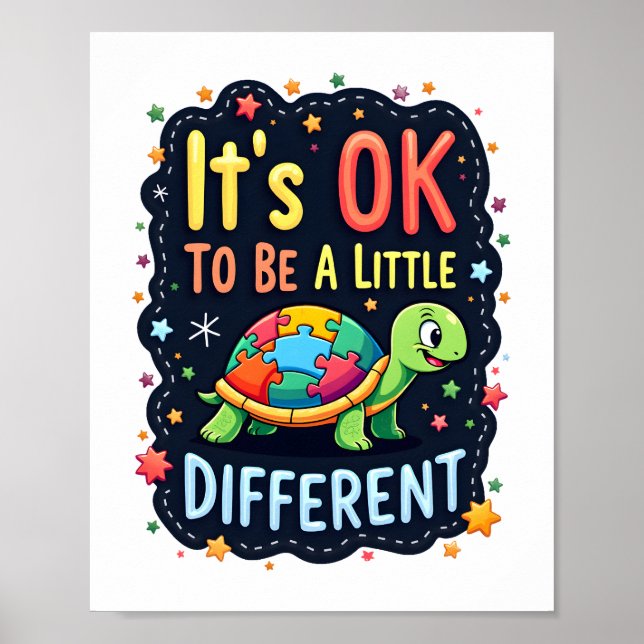 Autism Awareness It's Ok To Be A Little Different  Poster (Vorne)