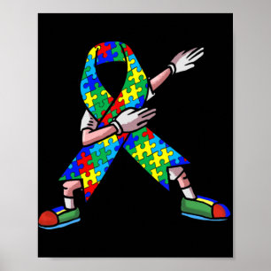 Autism Awareness Kids Dabbing Puzzle Piece Love Da Poster