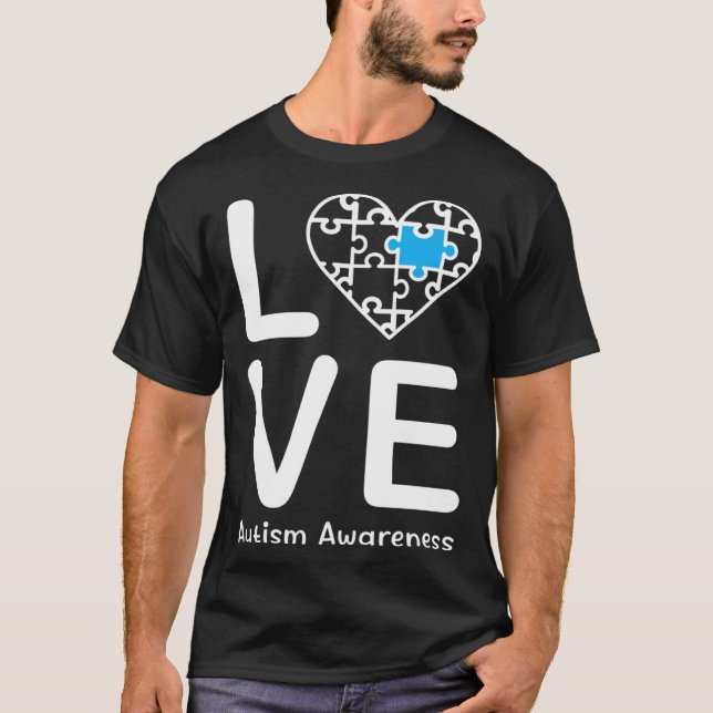 Autism Awareness Love Heart Blue Puzzle for Men Wo T-Shirt (Vorderseite)